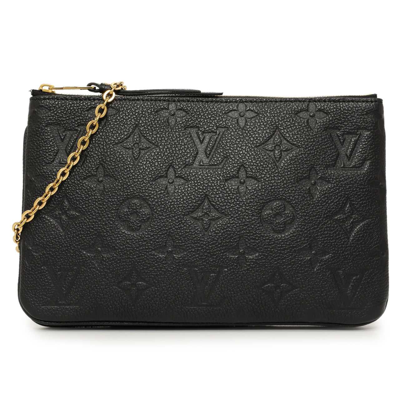 Exclusive Louis Vuitton Black Empreinte Double Zip Pochette — Front View