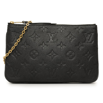 Exclusive Louis Vuitton Black Empreinte Double Zip Pochette — Front View