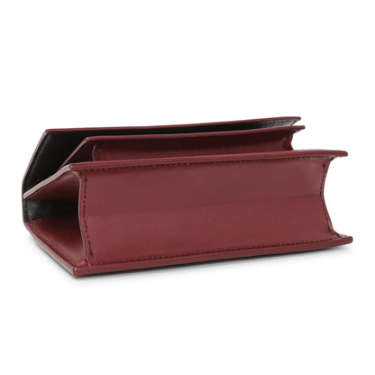 Exclusive Balenciaga Burgundy Box Calfskin XS Sharp Top Handle Bag — Back View