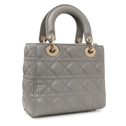 Exclusive Christian Dior Grey Lambskin Cannage Small My ABCDior Lady Dior — Side View