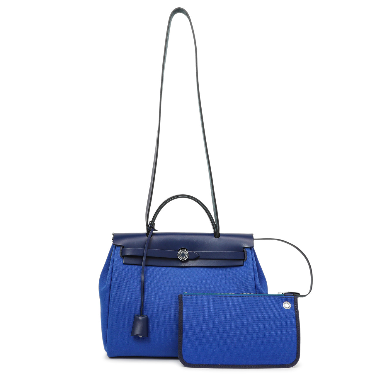 Exclusive Hermes Bleu Bill Toile Herbag Zip Retourne 31 — Front View