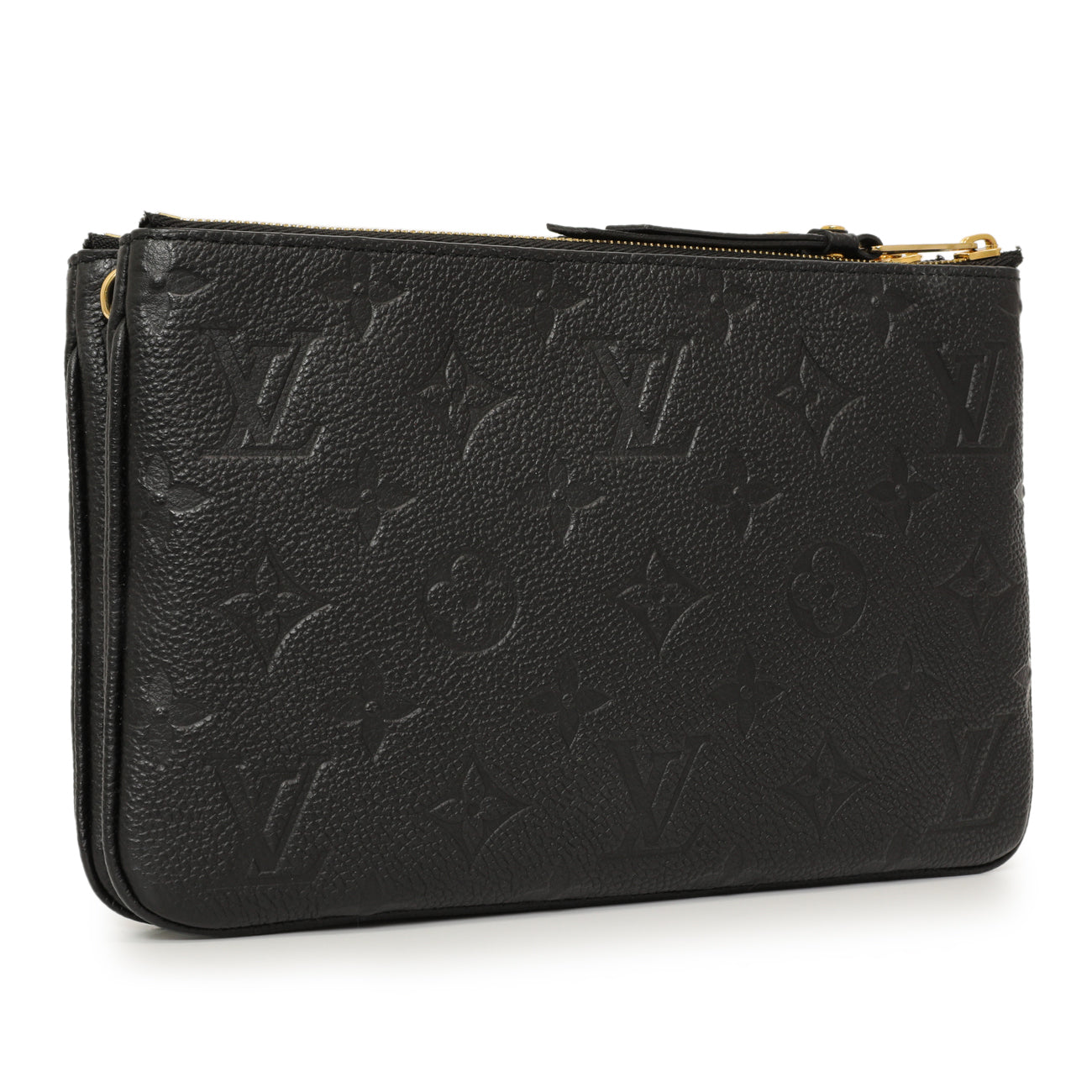 Exclusive Louis Vuitton Black Empreinte Double Zip Pochette — Side View