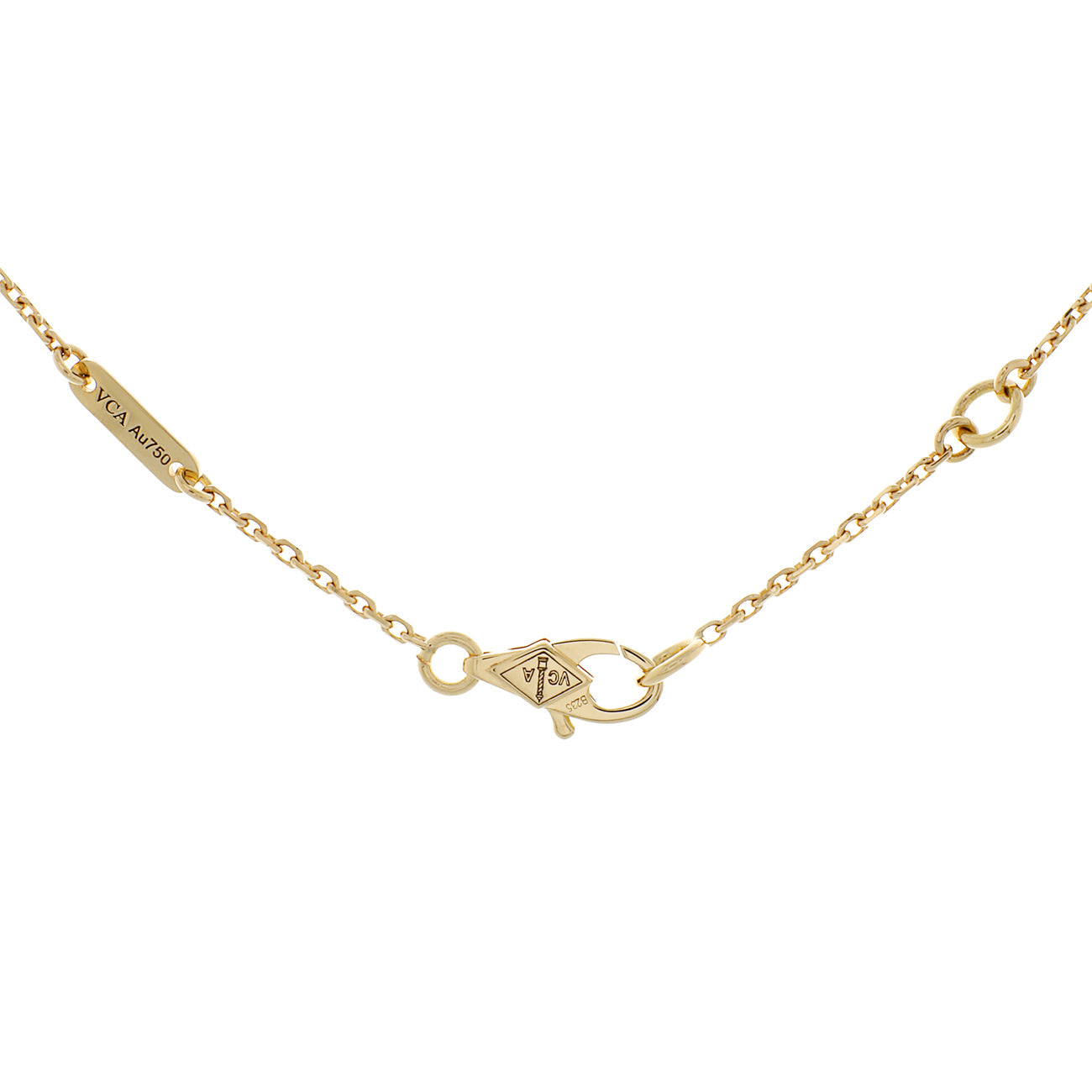 Exclusive Van Cleef & Arpels 18K Yellow Gold Mother of Pearl Sweet Alhambra Pendant Necklace — Side View