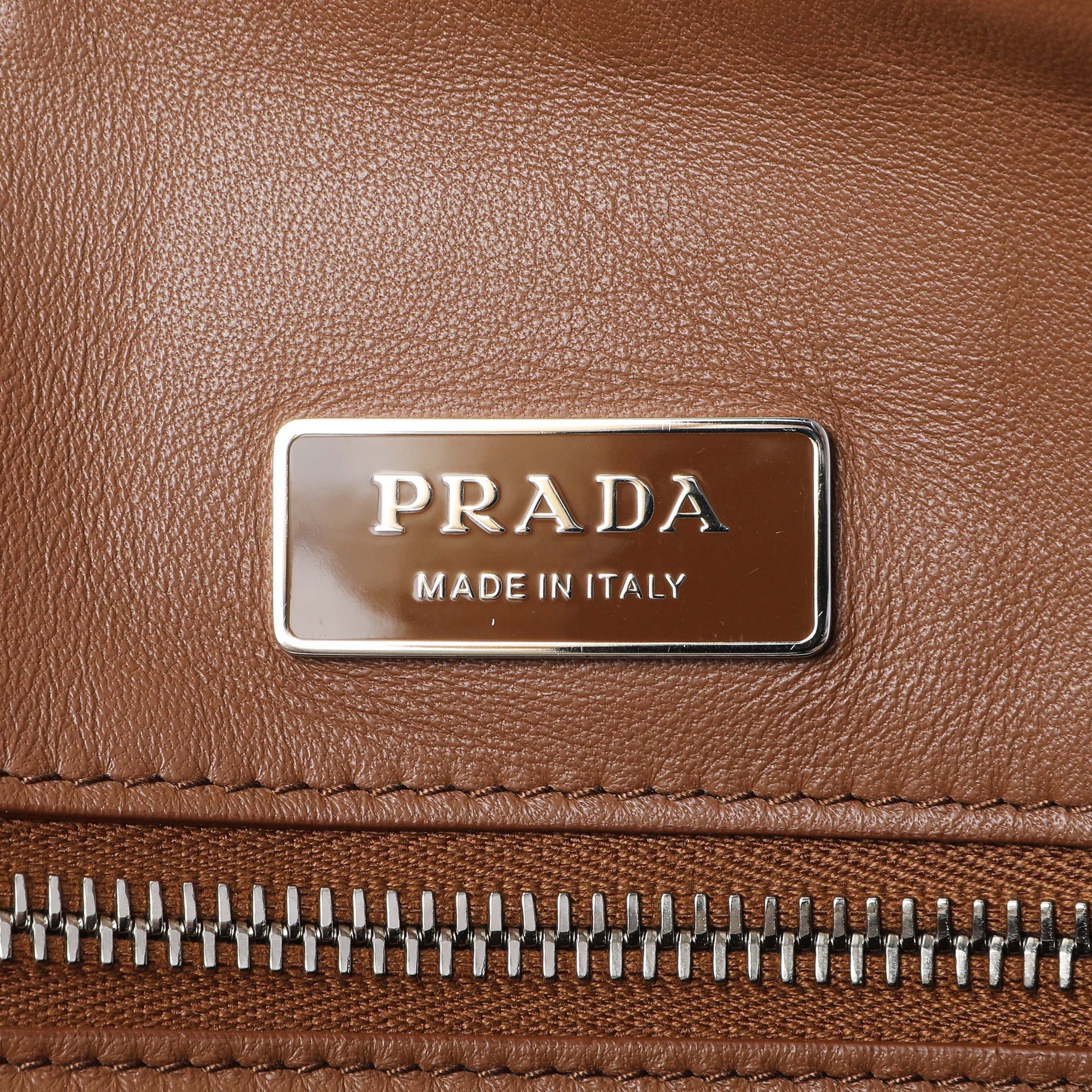 Exclusive Prada Cognac Vitello Daino Messenger — Detail View