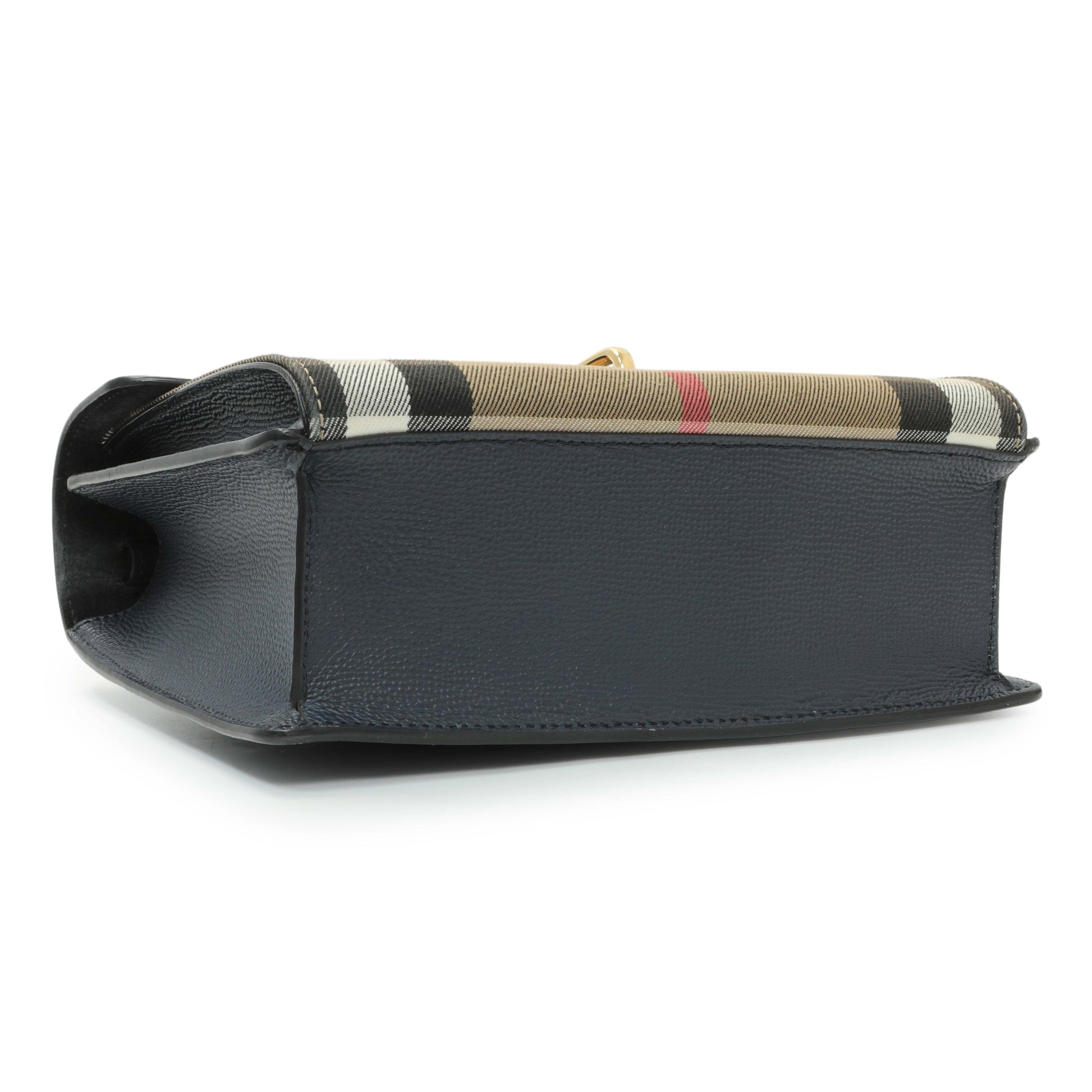Exclusive Burberry Blue Derby Calfskin House Check Small Macken Crossbody Bag — Back View