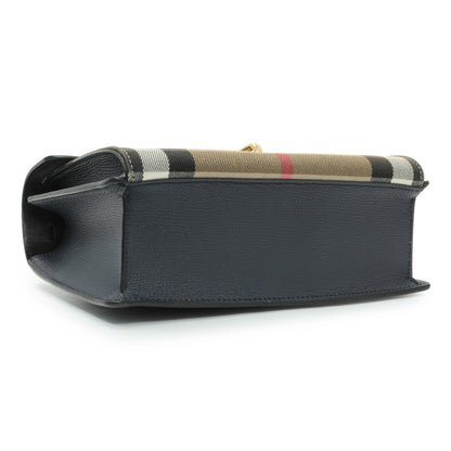 Exclusive Burberry Blue Derby Calfskin House Check Small Macken Crossbody Bag — Back View