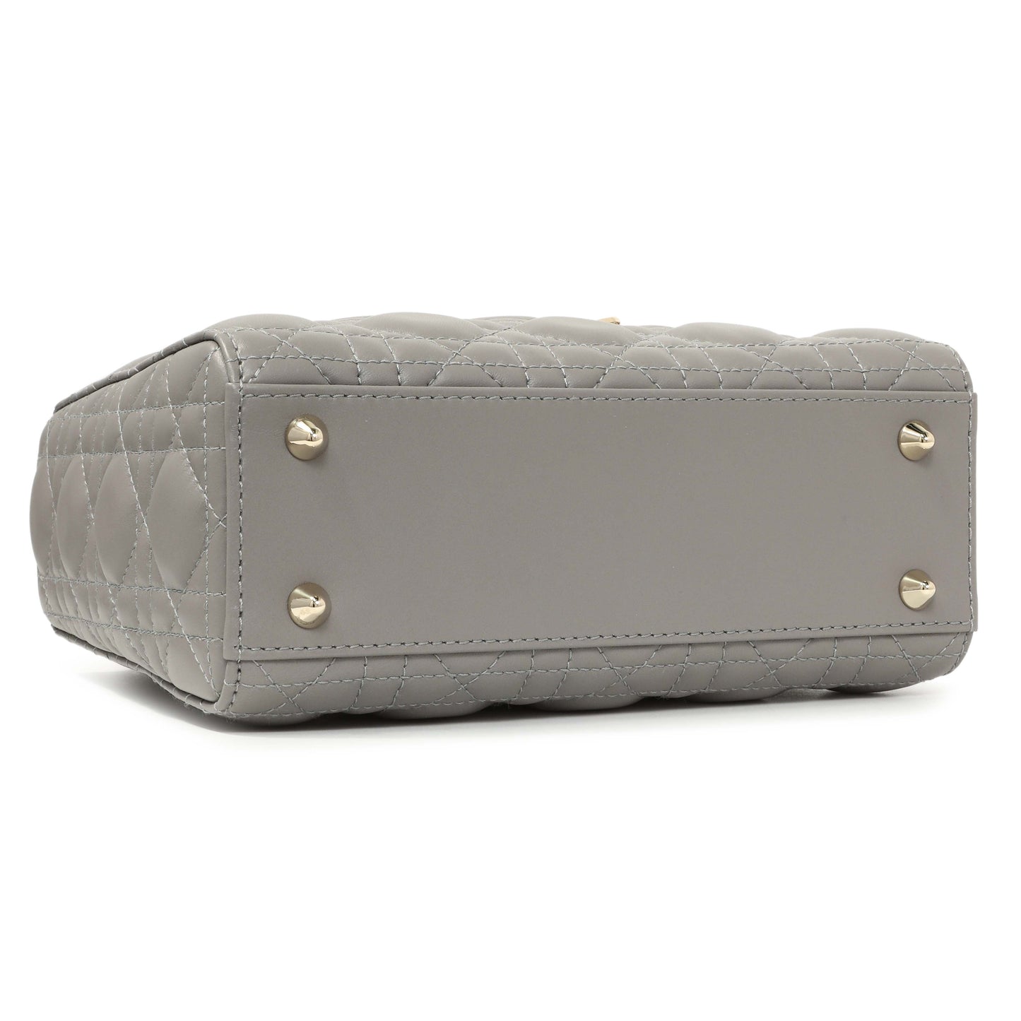 Exclusive Christian Dior Grey Lambskin Cannage Small My ABCDior Lady Dior — Back View