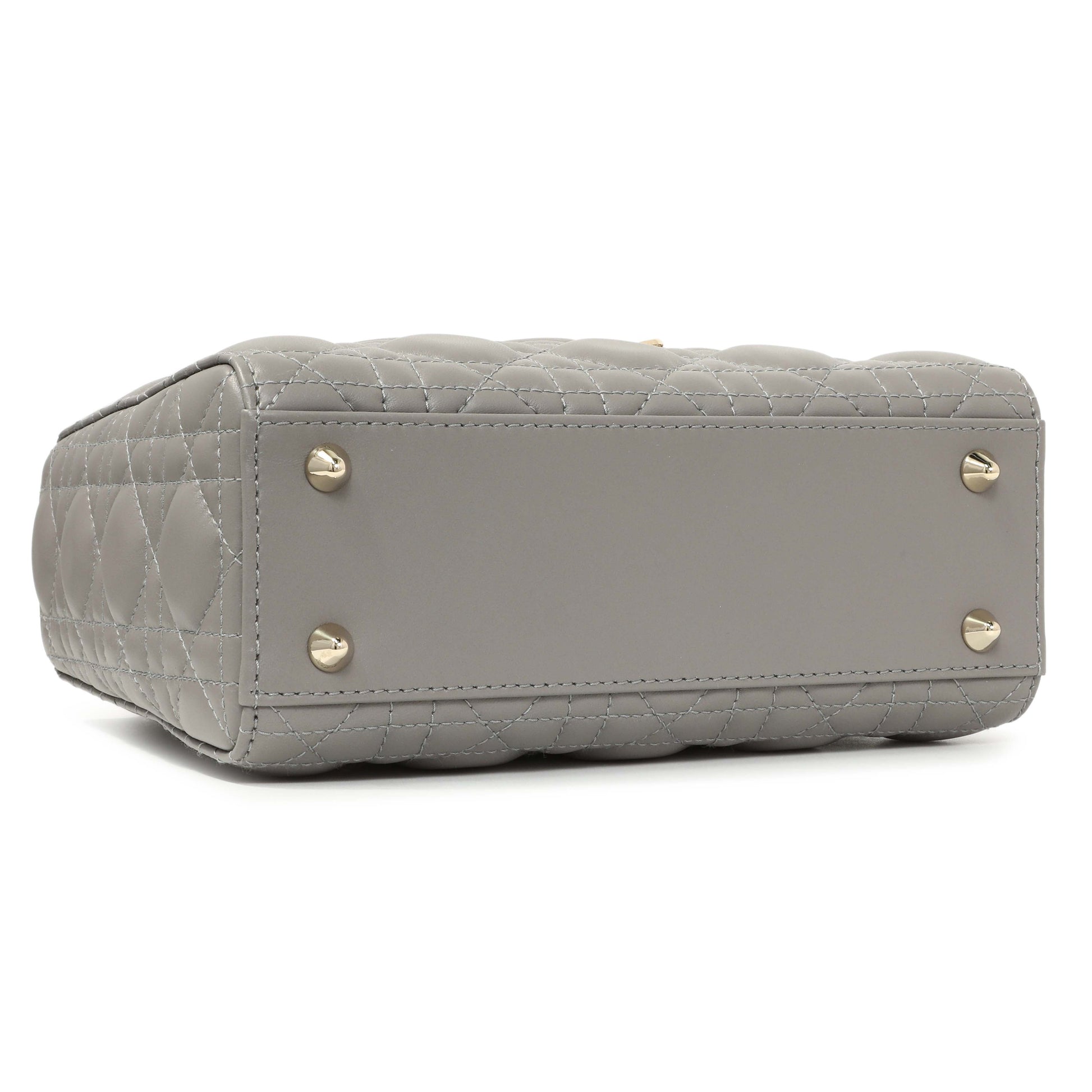 Exclusive Christian Dior Grey Lambskin Cannage Small My ABCDior Lady Dior — Back View