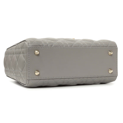 Exclusive Christian Dior Grey Lambskin Cannage Small My ABCDior Lady Dior — Back View