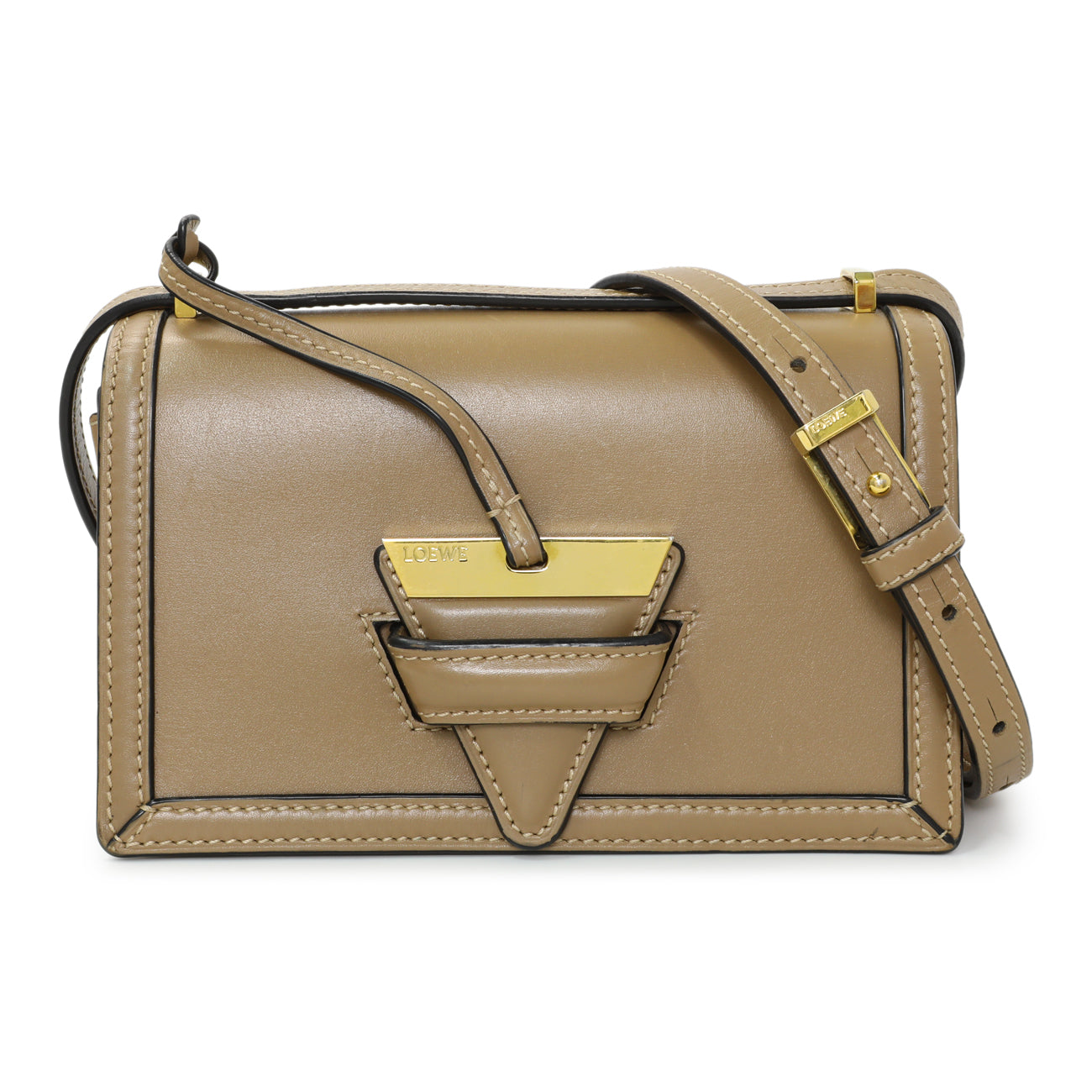 Exclusive Loewe Beige Calfskin Small Barcelona Shoulder Bag — Front View