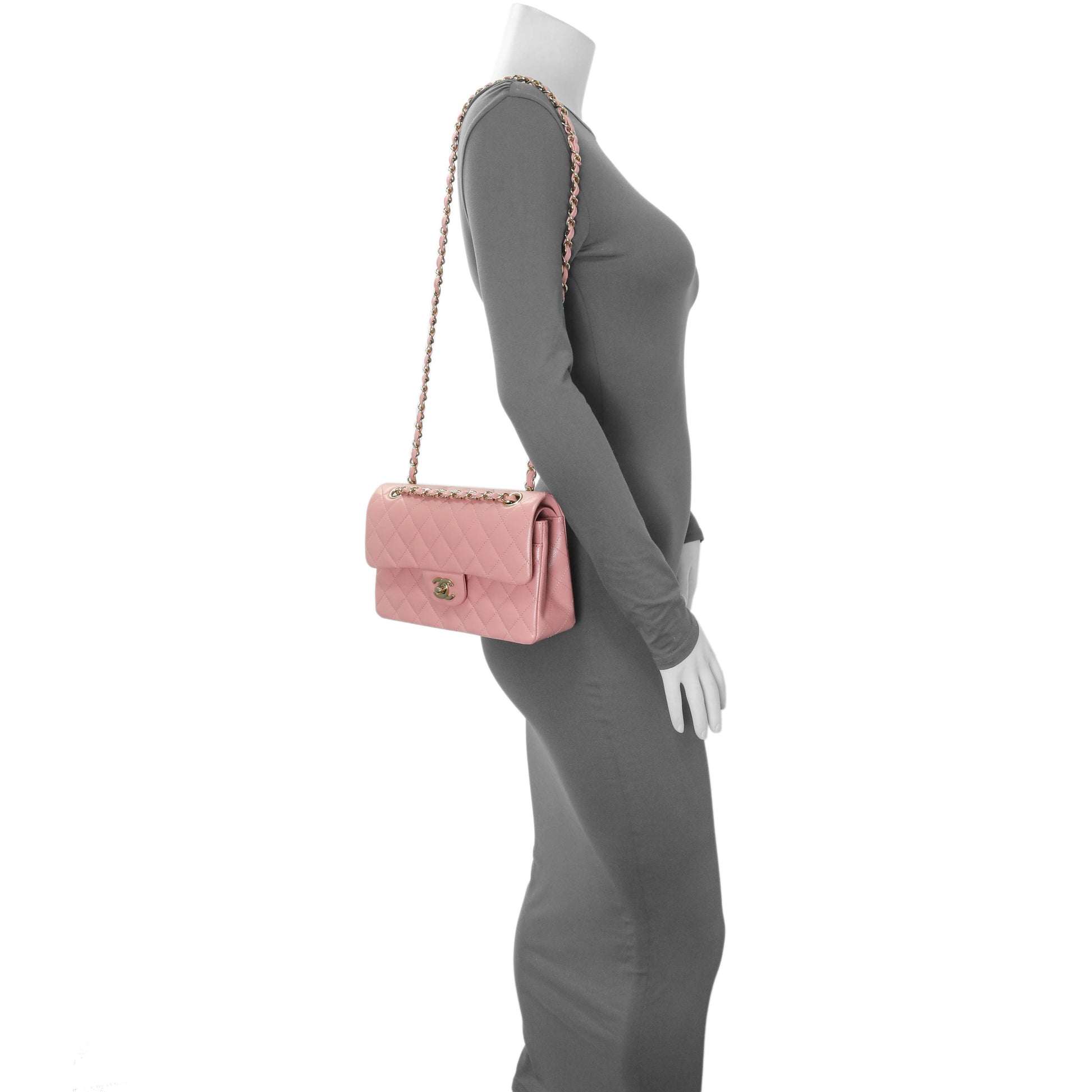 Exclusive Chanel Pink Caviar Small Classic Double Flap — Alternate View 7