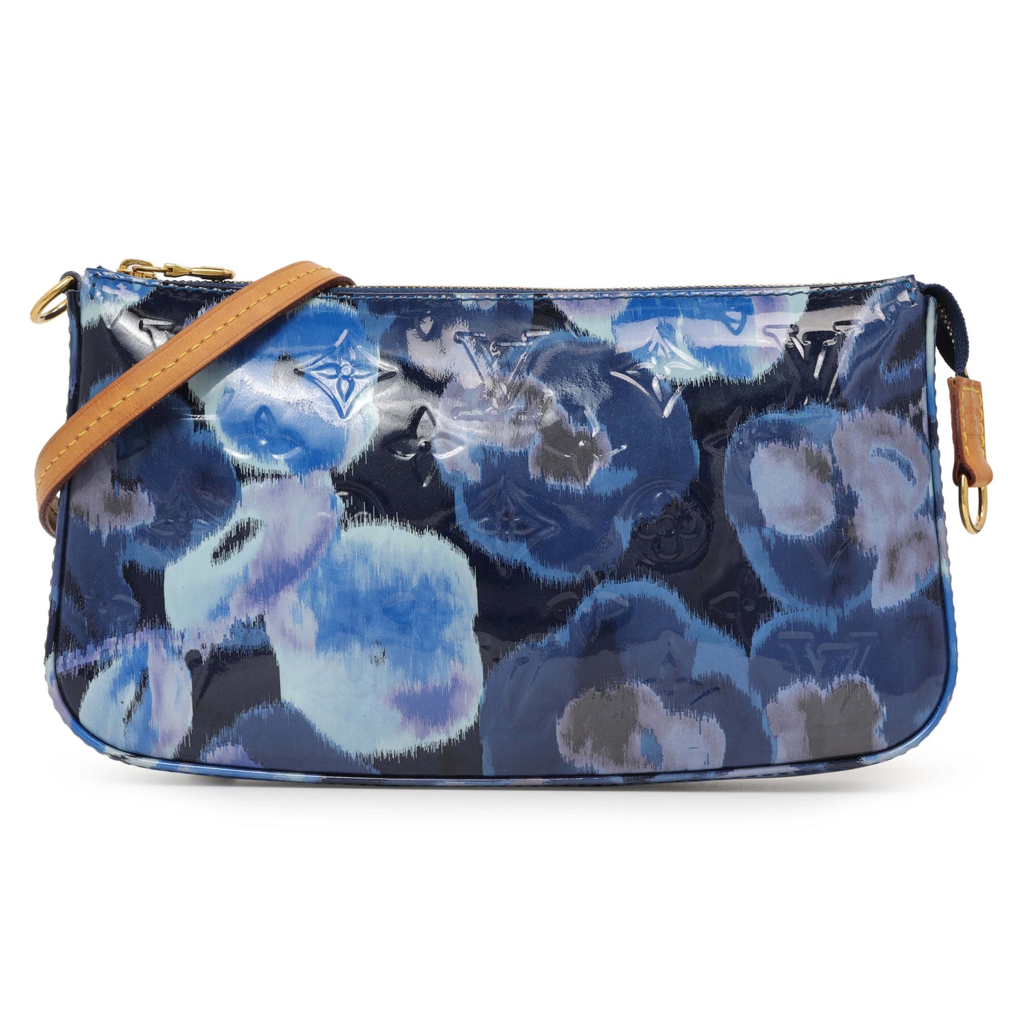 Exclusive Louis Vuitton Grand Blue Vernis Ikat Pochette Accessories NM — Front View