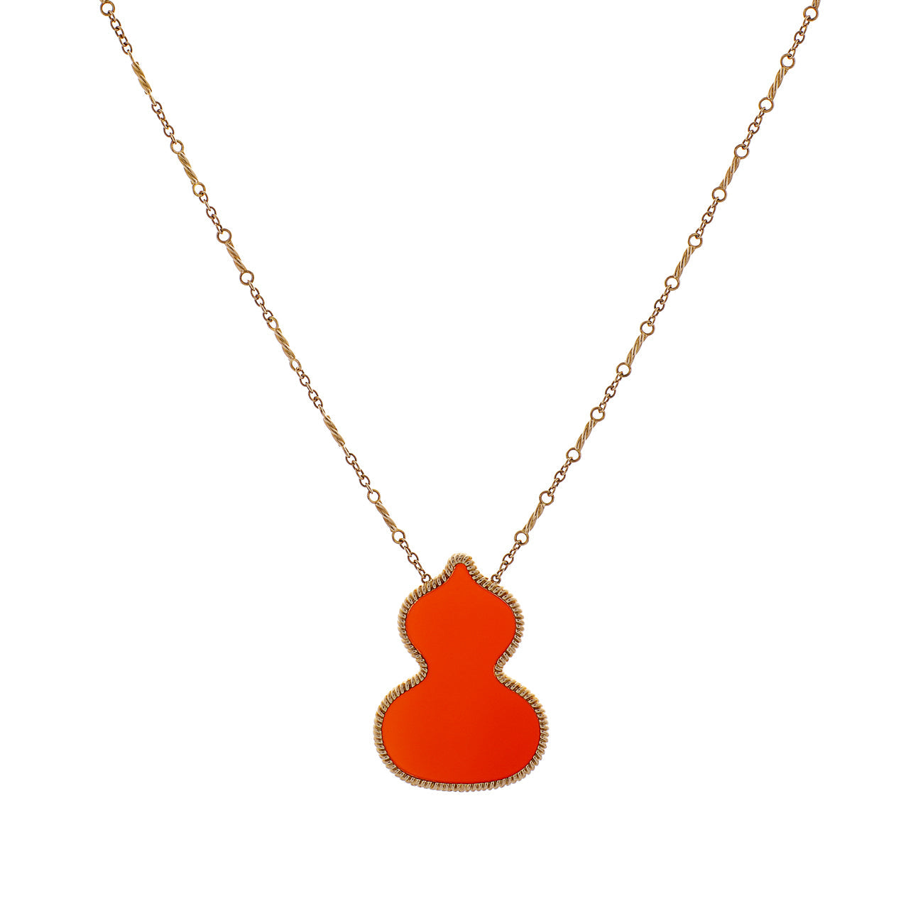 Exclusive Qeelin 18K Rose Gold Red Agate Wulu Pendant Necklace — Front View