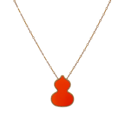 Exclusive Qeelin 18K Rose Gold Red Agate Wulu Pendant Necklace — Front View