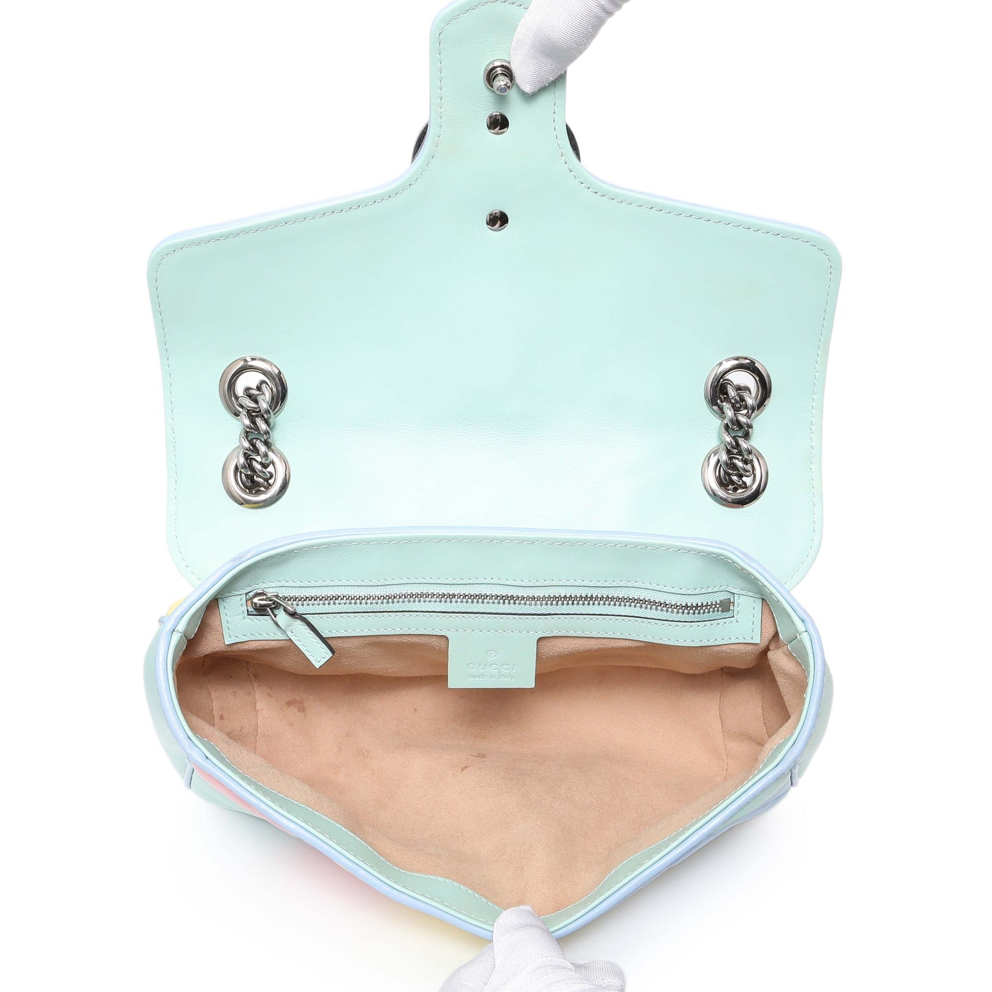 Exclusive Calfskin Matelasse Diagonal Small GG Marmont Shoulder Bag — Top View