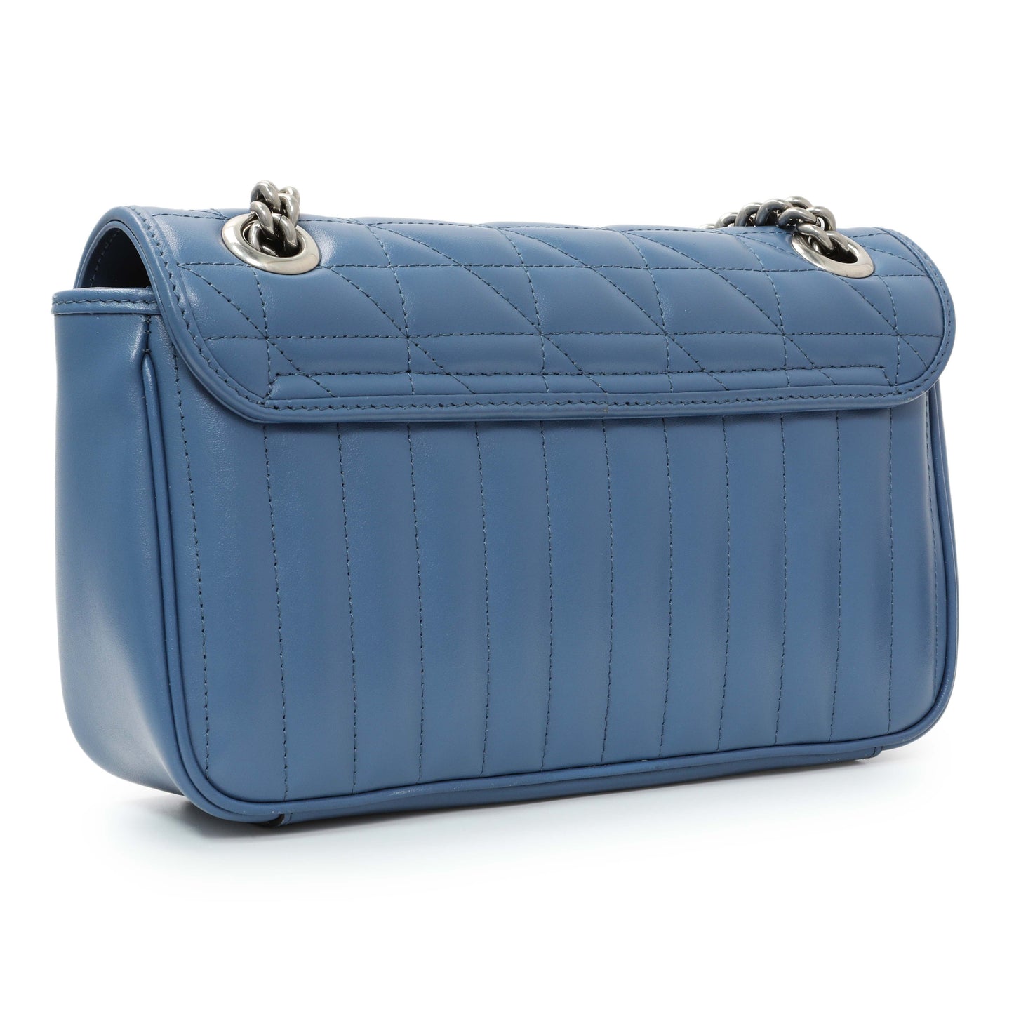Exclusive Gucci Blue Calfskin Matelasse Aria Small GG Marmont Shoulder Bag — Side View