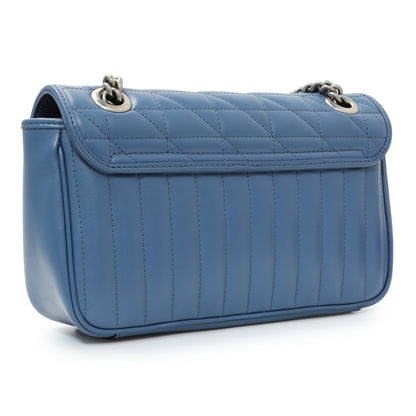Exclusive Gucci Blue Calfskin Matelasse Aria Small GG Marmont Shoulder Bag — Side View