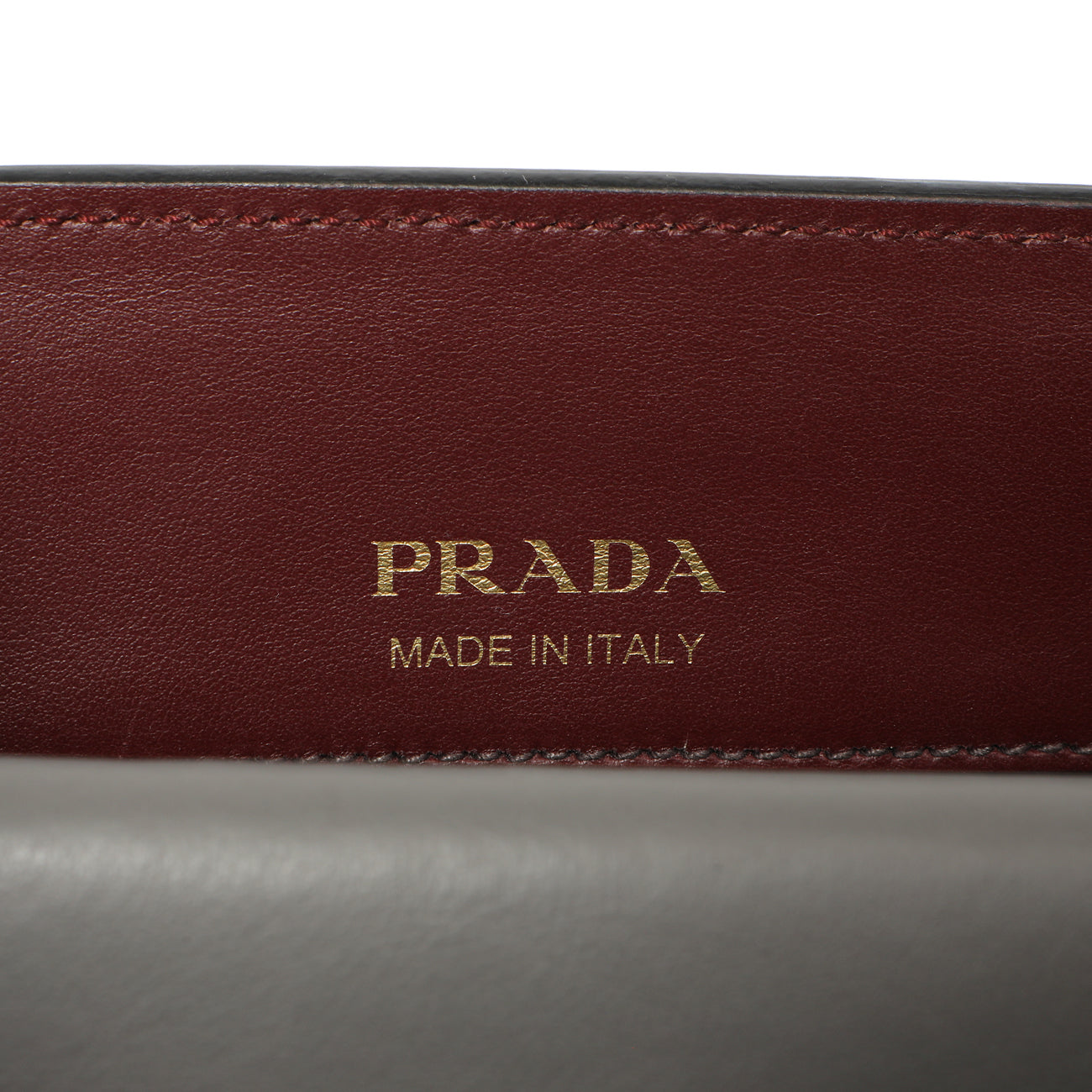 Exclusive Prada Burgundy Saffiano City Calfskin Bibliotheque Top Handle — Detail View