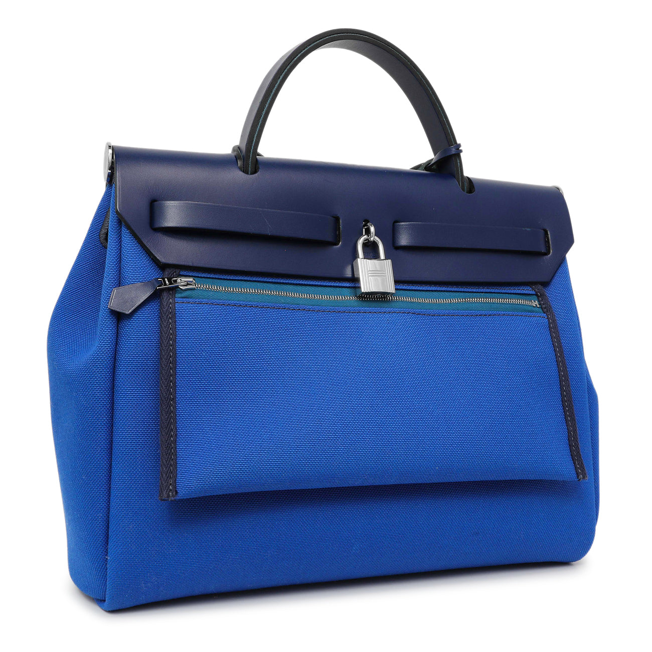 Exclusive Hermes Bleu Bill Toile Herbag Zip Retourne 31 — Back View
