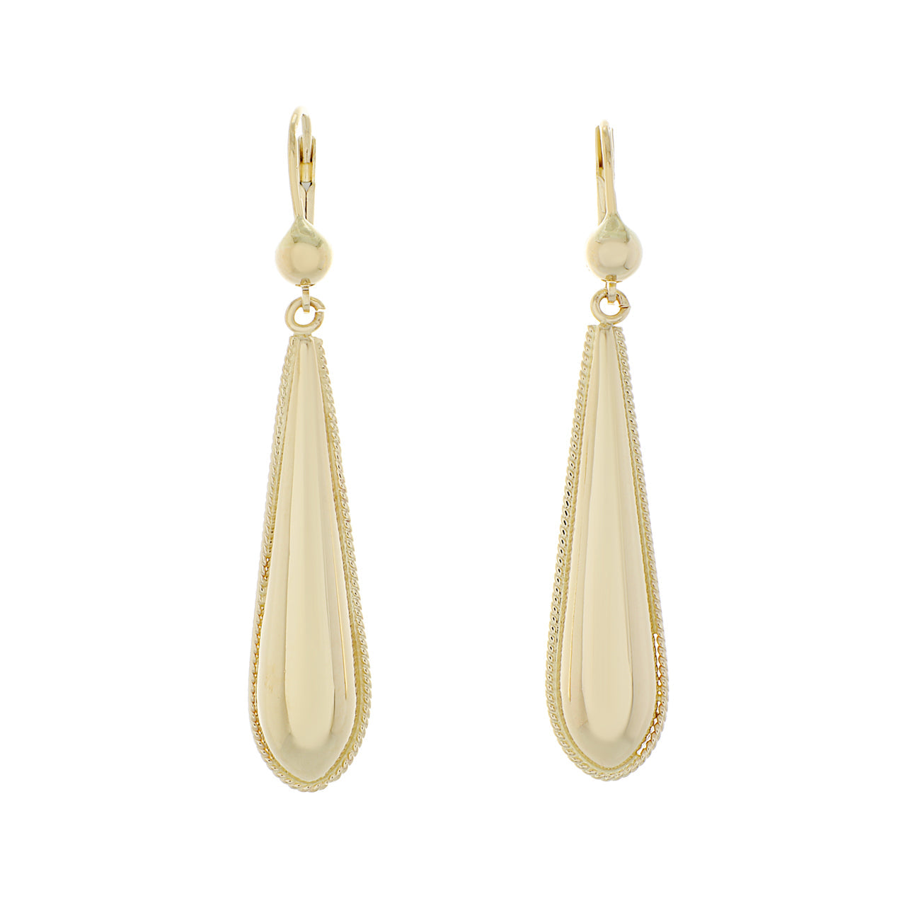 Exclusive 10K Yellow Gold Drop Earrings — Front View