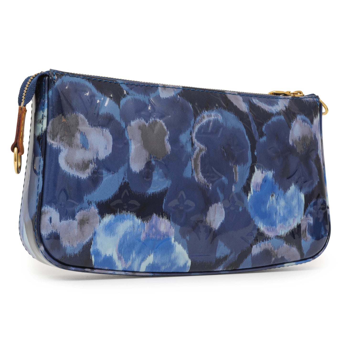 Exclusive Louis Vuitton Grand Blue Vernis Ikat Pochette Accessories NM — Side View
