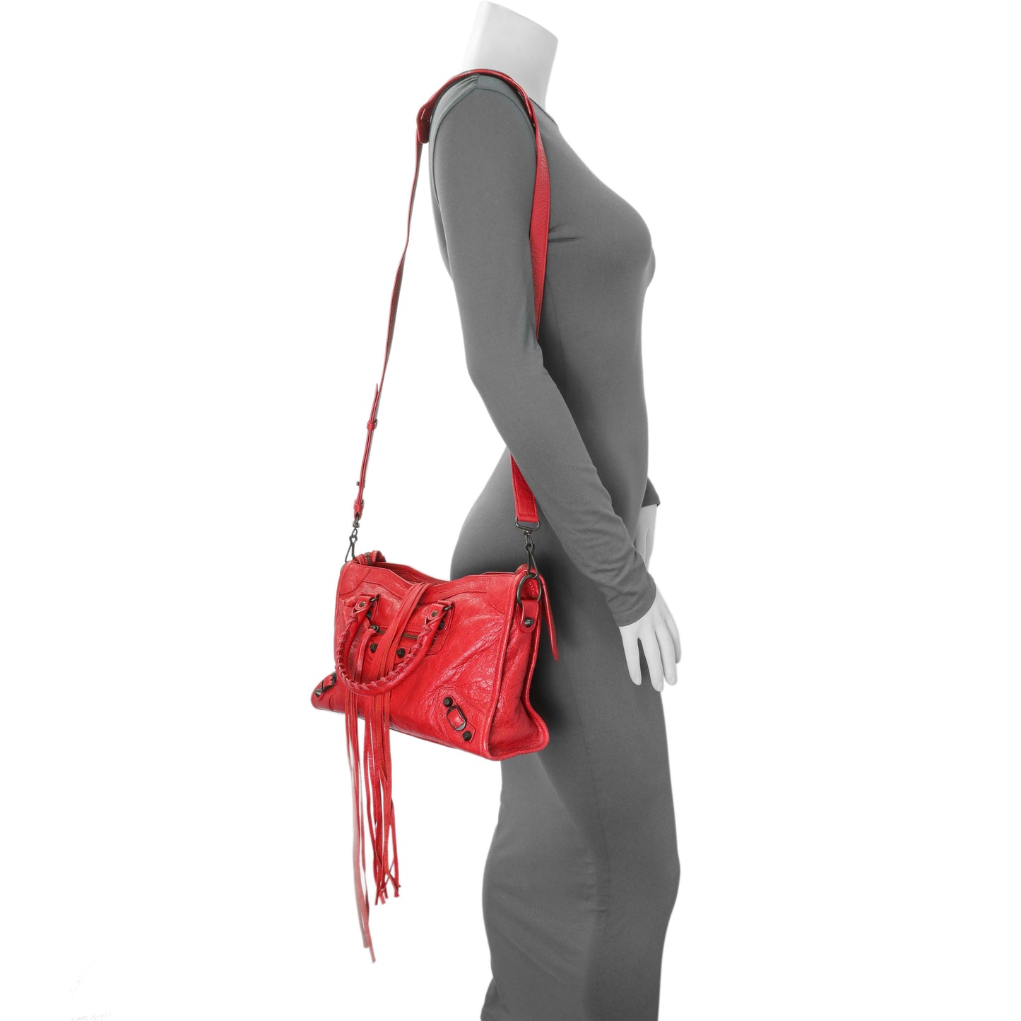 Exclusive Balenciaga Red Agneau Classic Hardware S City — Alternate View 11