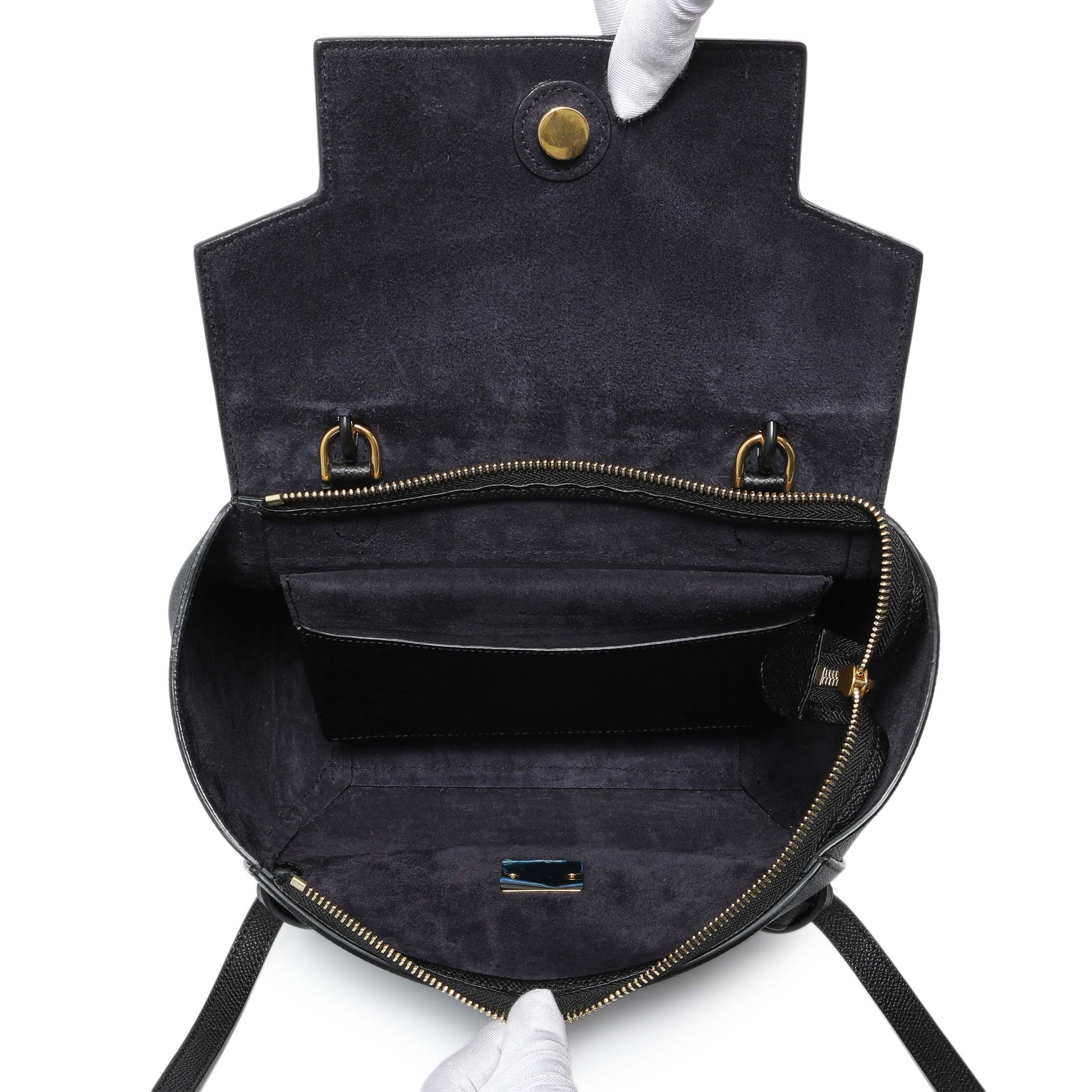 Exclusive Celine Black Grained Calfskin Micro Belt Bag — Top View