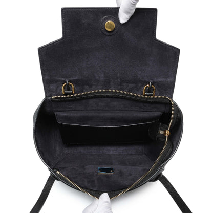 Exclusive Celine Black Grained Calfskin Micro Belt Bag — Top View