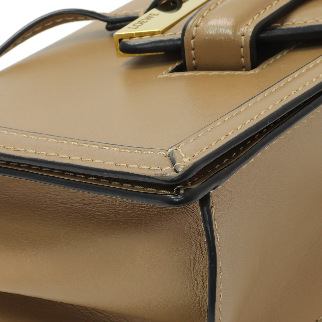 Exclusive Loewe Beige Calfskin Small Barcelona Shoulder Bag — Top View