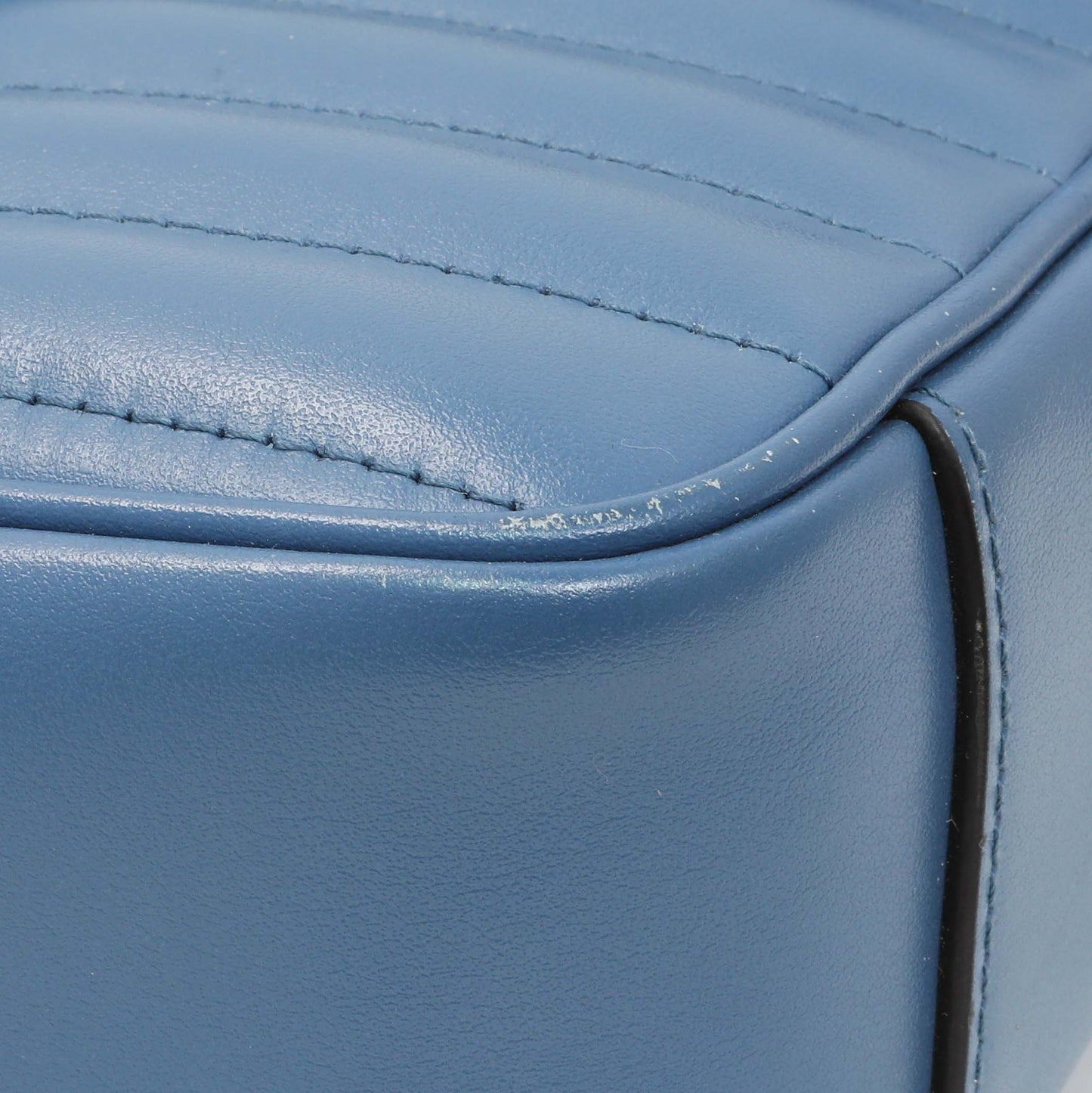 Exclusive Gucci Blue Calfskin Matelasse Aria Small GG Marmont Shoulder Bag — Top View