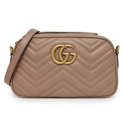 Exclusive Gucci Porcelain Rose Calfskin Matelasse Small GG Marmont Chain Shoulder Bag — Side View