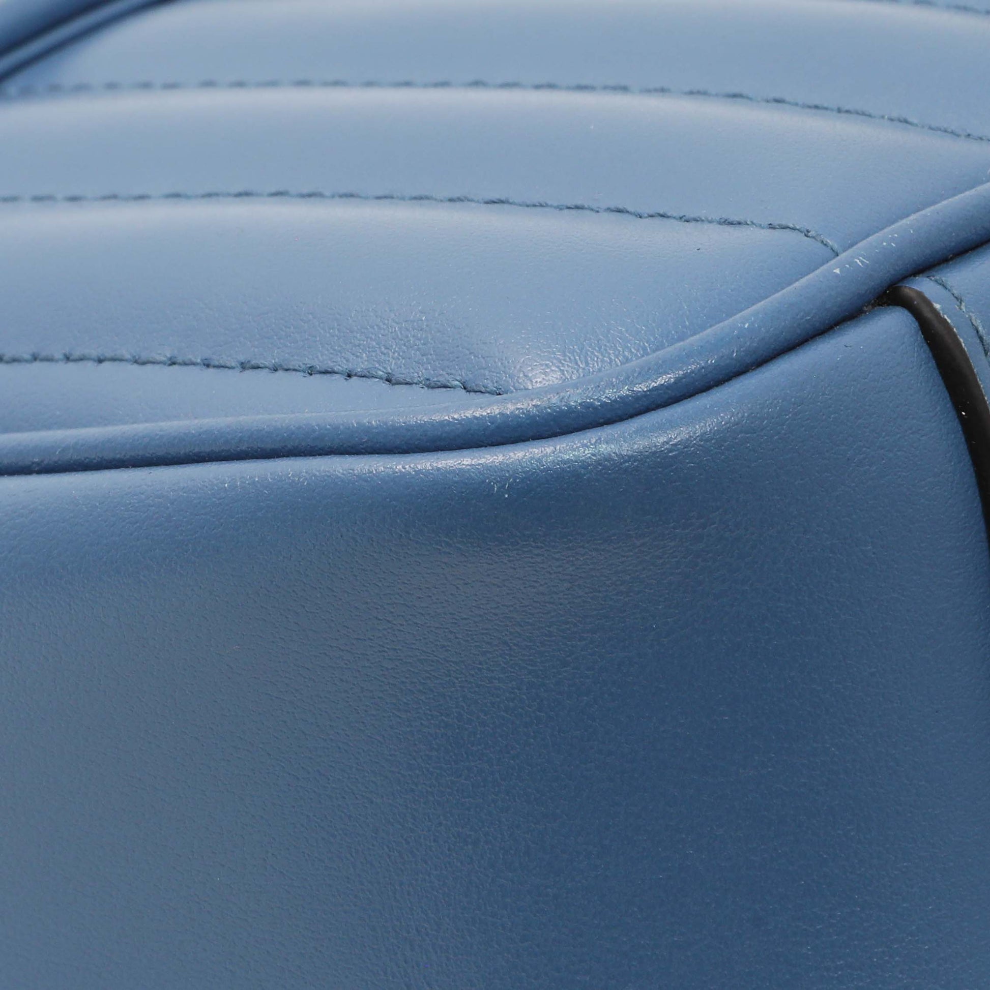 Exclusive Gucci Blue Calfskin Matelasse Aria Small GG Marmont Shoulder Bag — Lifestyle View