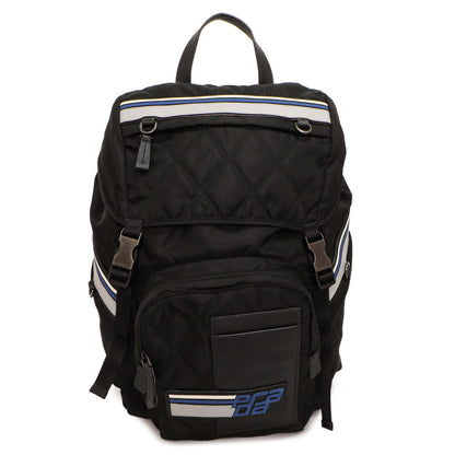Exclusive Prada Black Nylon Logo Patch Backpack — Front View