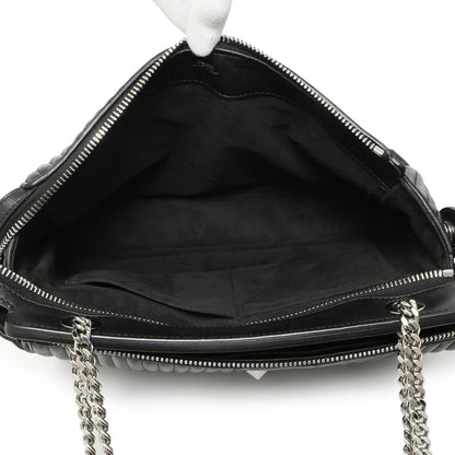 Exclusive Fendi Black Nappa Trapuntata Medium DotCom Click Chain Satchel — Alternate View 9