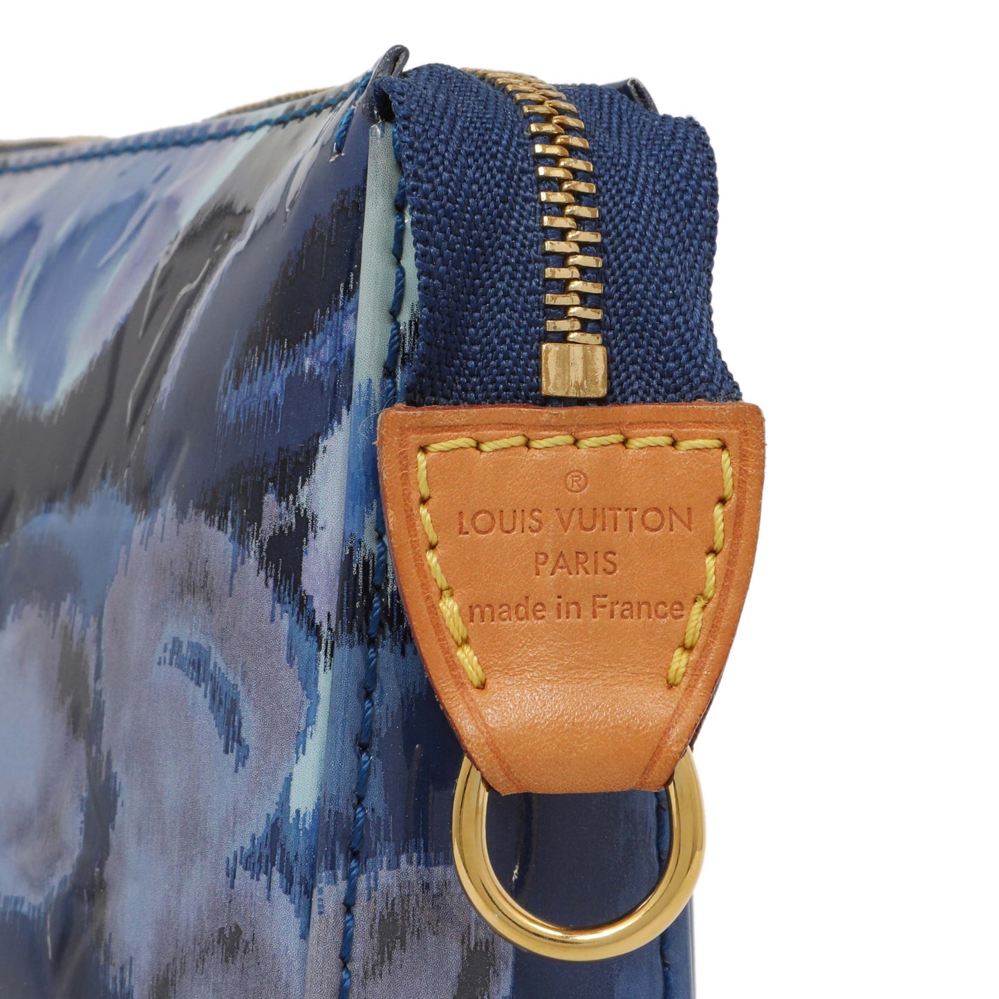 Exclusive Louis Vuitton Grand Blue Vernis Ikat Pochette Accessories NM — Detail View