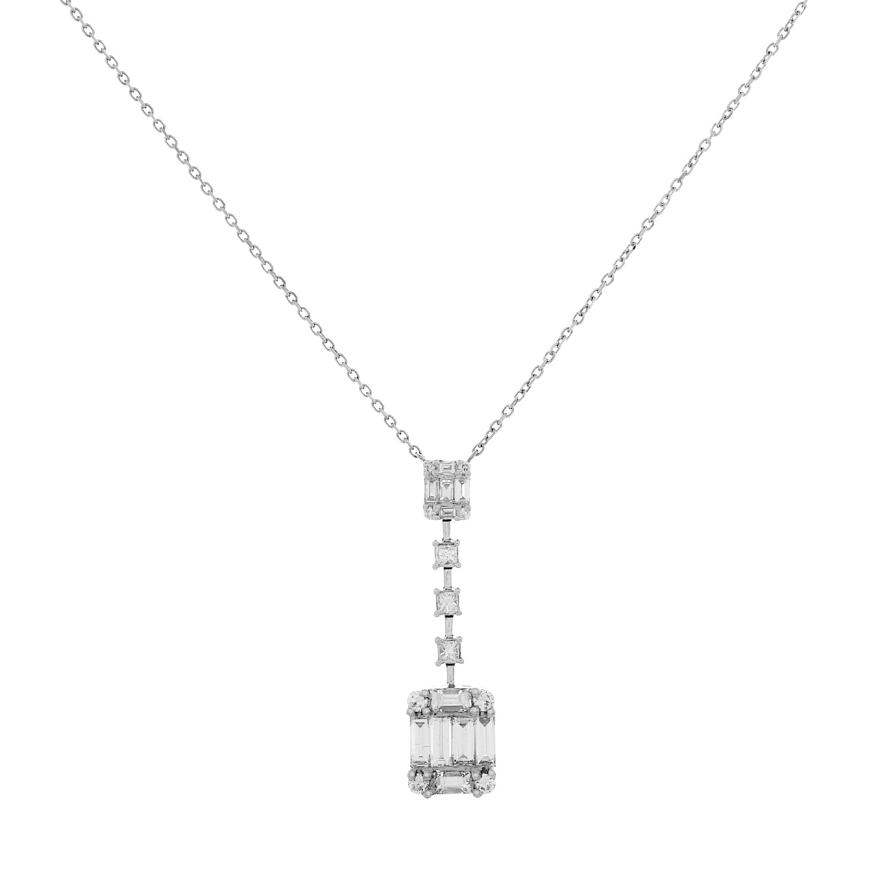Exclusive 18K White Gold 1.52 Carat Diamond Pendant — Front View