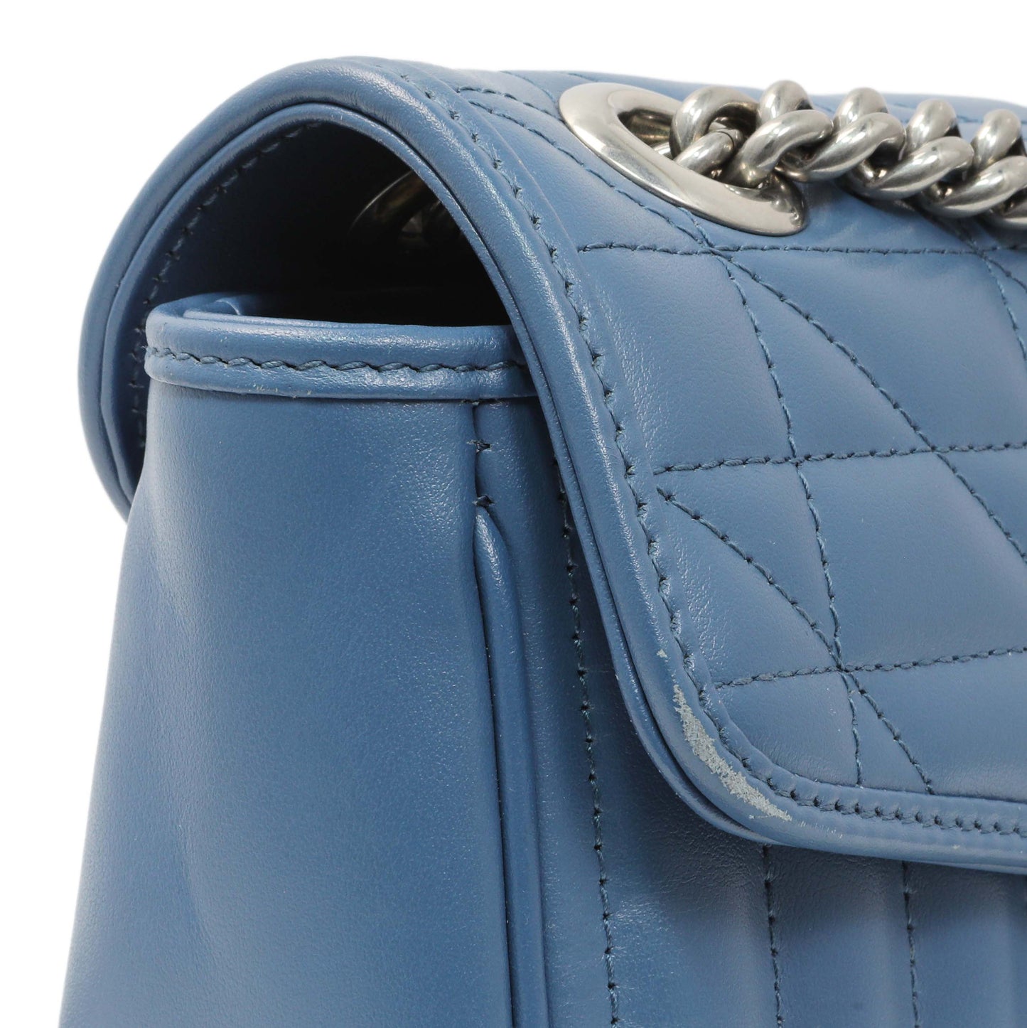Exclusive Gucci Blue Calfskin Matelasse Aria Small GG Marmont Shoulder Bag — Alternate View 11