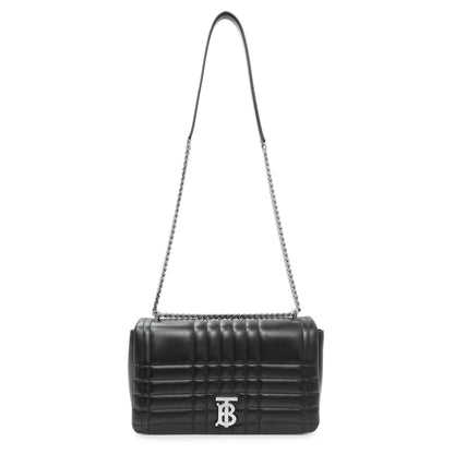 Exclusive Burberry Black Lambskin Quilted Medium Lola Bag — Front View