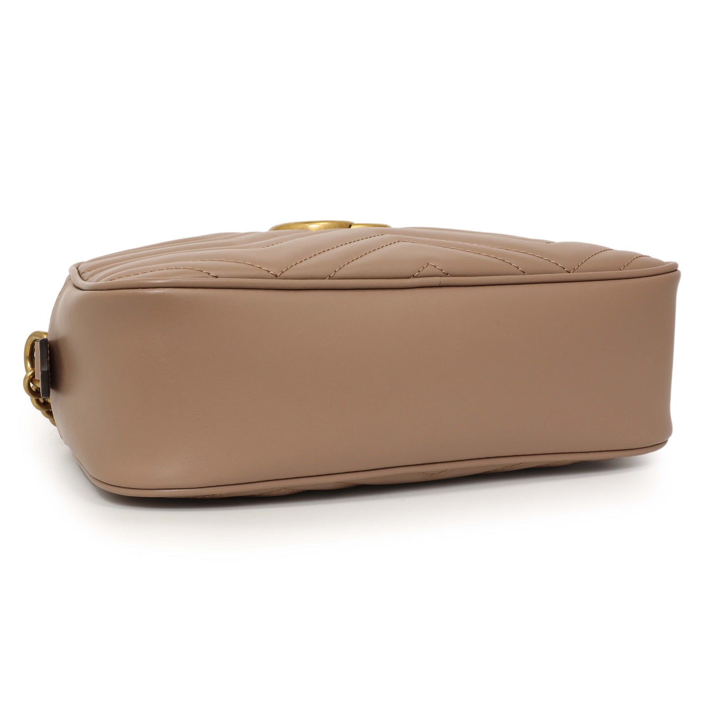 Exclusive Gucci Porcelain Rose Calfskin Matelasse Small GG Marmont Chain Shoulder Bag — Top View