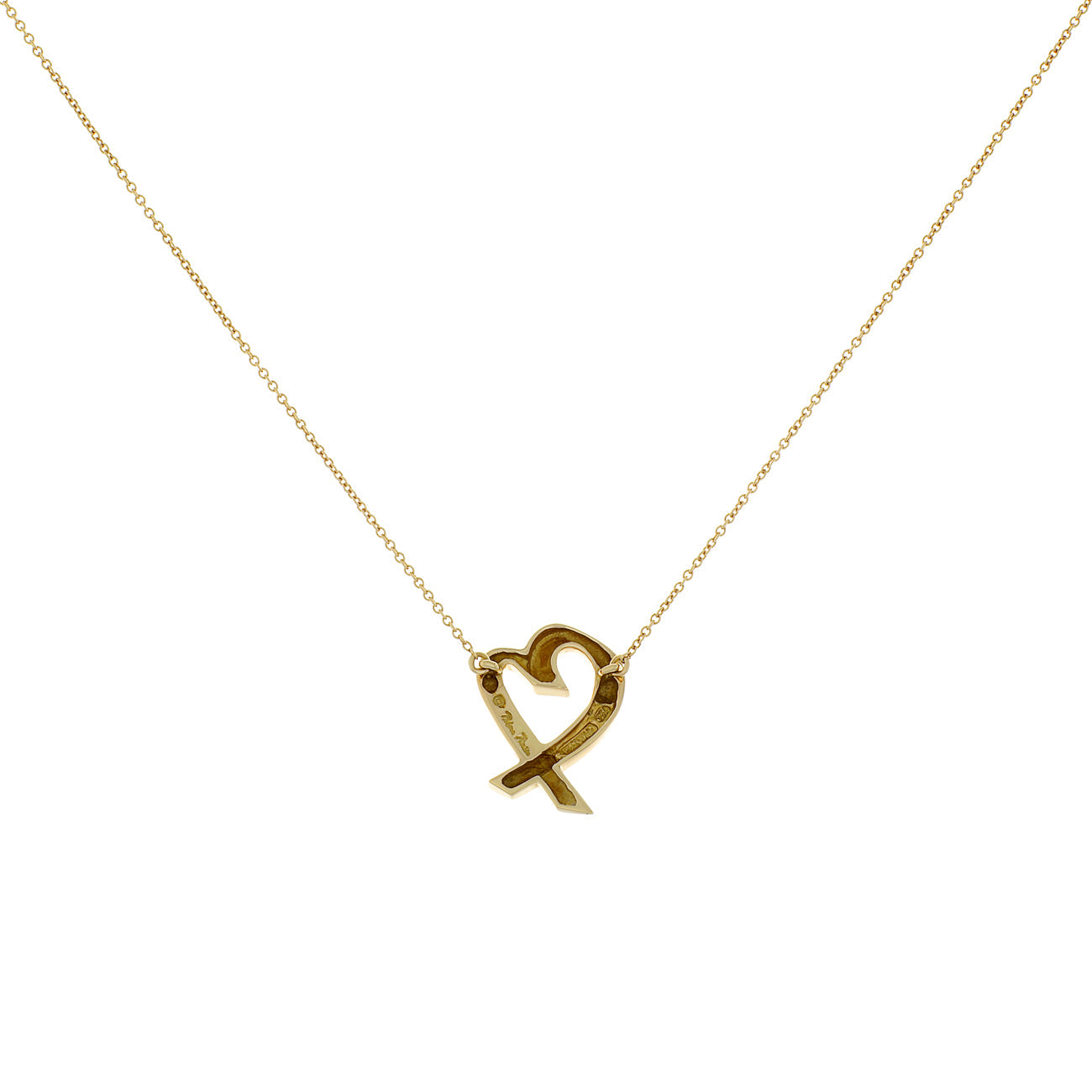 Exclusive Tiffany & Co. 18K Yellow Gold Paloma Picasso Loving Heart Pendant Necklace — Side View