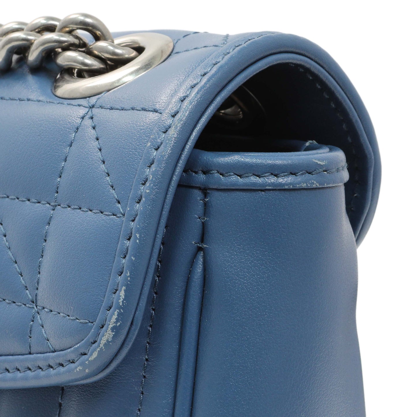 Exclusive Gucci Blue Calfskin Matelasse Aria Small GG Marmont Shoulder Bag — Alternate View 12