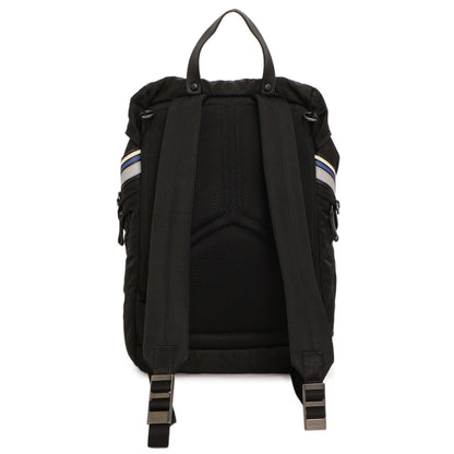 Exclusive Prada Black Nylon Logo Patch Backpack — Side View