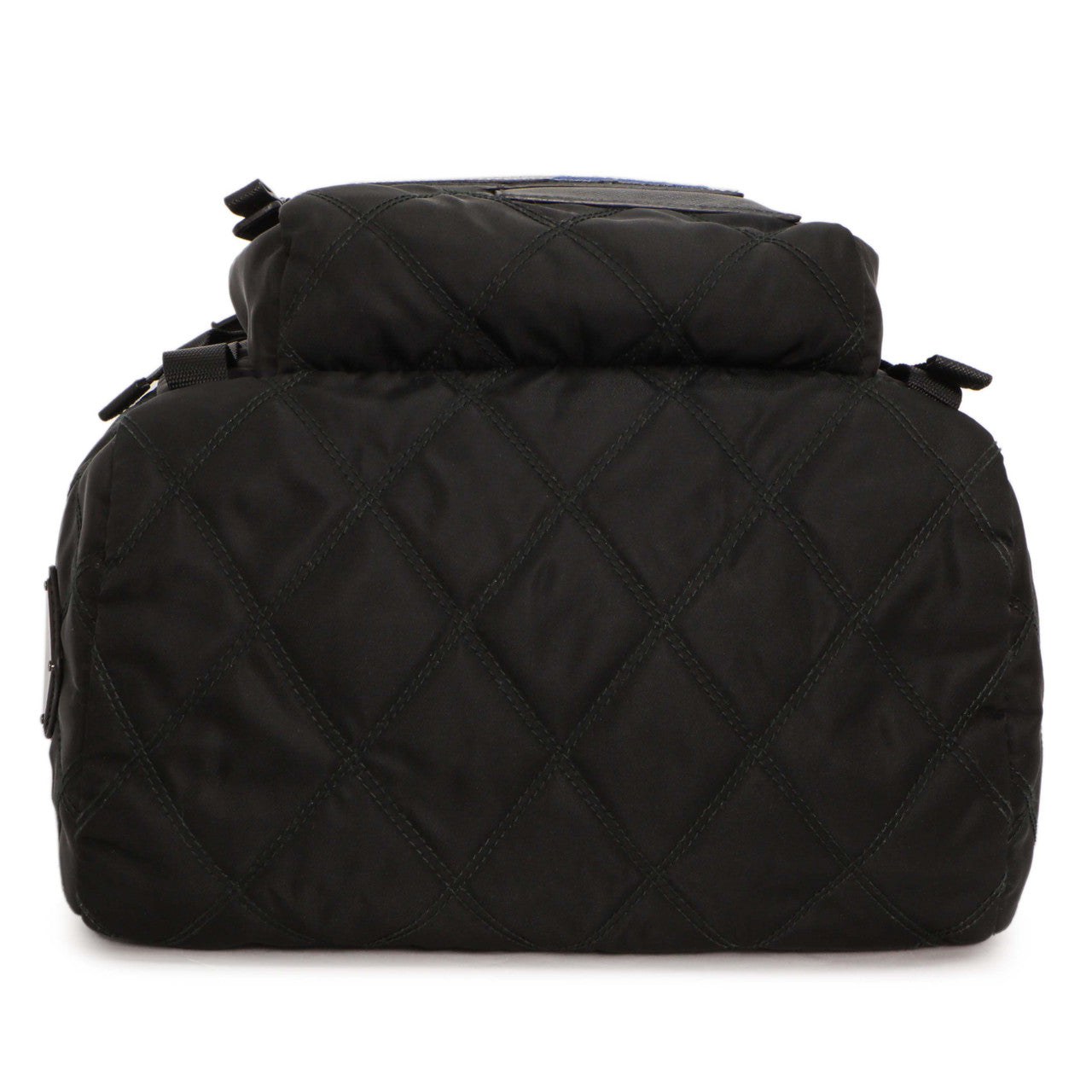 Exclusive Prada Black Nylon Logo Patch Backpack — Back View