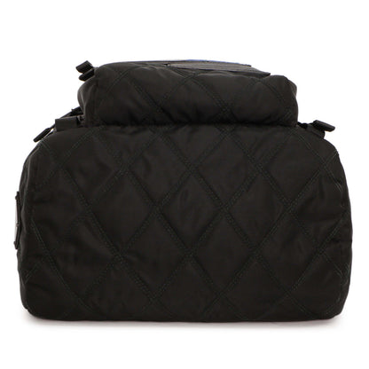 Exclusive Prada Black Nylon Logo Patch Backpack — Back View