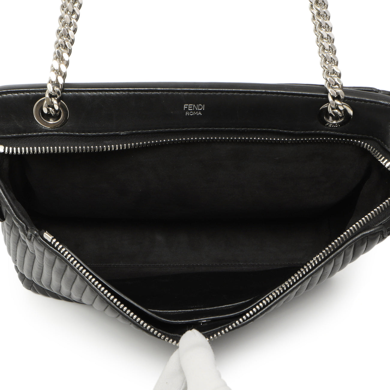Exclusive Fendi Black Nappa Trapuntata Medium DotCom Click Chain Satchel — Alternate View 8