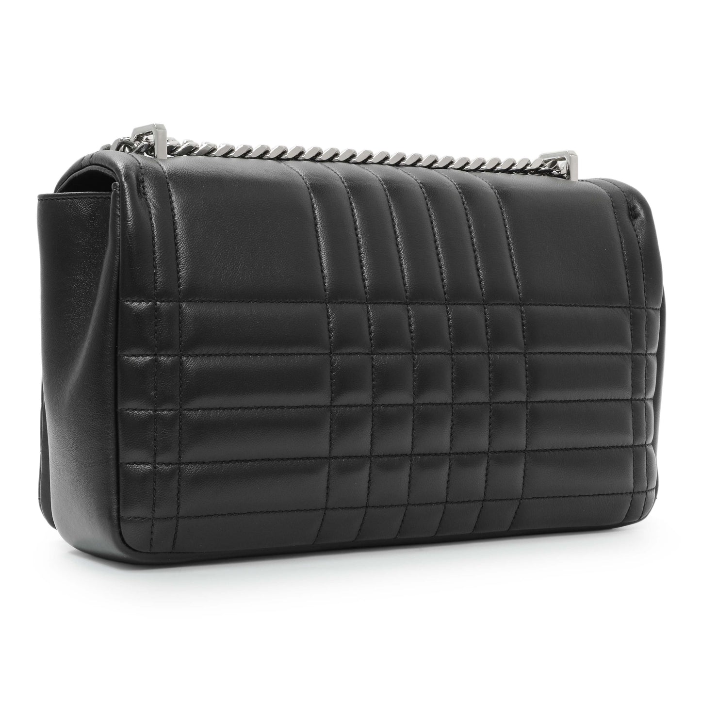 Exclusive Burberry Black Lambskin Quilted Medium Lola Bag — Back View
