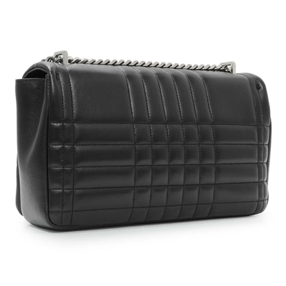 Exclusive Burberry Black Lambskin Quilted Medium Lola Bag — Back View