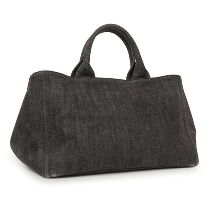 Exclusive Prada Grey Canapa Crystal Studded Tote — Side View