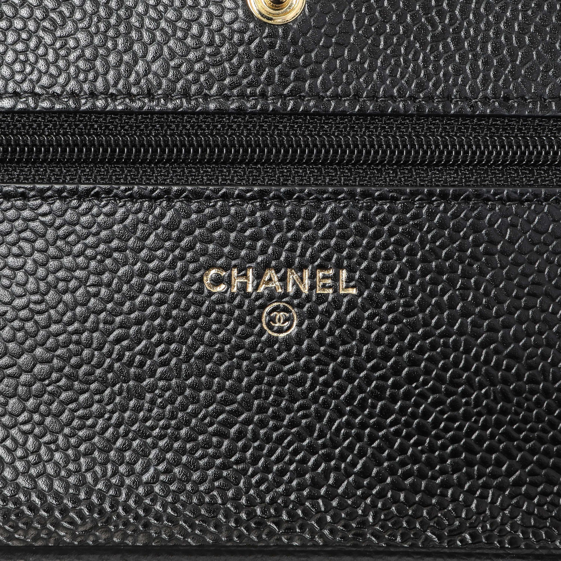 Exclusive Chanel Black Quilted Caviar Wallet on Chain — Alternate View 9
