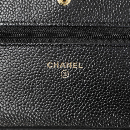 Exclusive Chanel Black Quilted Caviar Wallet on Chain — Alternate View 9